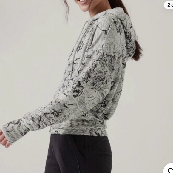 Athleta Black and Gray Floral Bomber Jacket size S - Picture 3 of 7